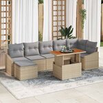 vidaXL Ensemble de canapé de jardin 8 Pièces Beige Poly rotin