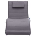 vidaXL Chaise longue de massage avec oreiller gris similicuir