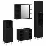 vidaXL Ensemble de mobilier de salle de bain avec étagère 4 Pièces Noir