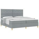 vidaXL Lit à ressorts avec matelas Gris clair 200 x 200 cm tissu
