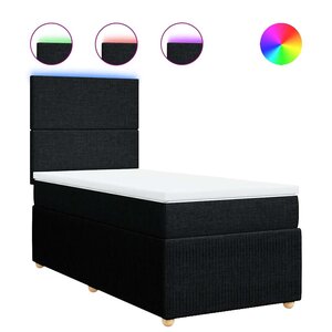 vidaXL Sommier à lattes de lit avec matelas Noir 90x190 cm Tissu