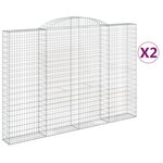 vidaXL Paniers à gabions arqués 2 Pièces 300x30x200/220 cm fer galvanisé