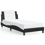 vidaXL Cadre de lit sans matelas Zadar noir et blanc 90x190 cm similicuir