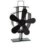 vidaXL Ventilateur de poêle alimenté par chaleur 5 pales Noir