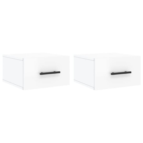vidaXL Tables de chevet murales 2 Pièces blanc brillant 35x35x20 cm