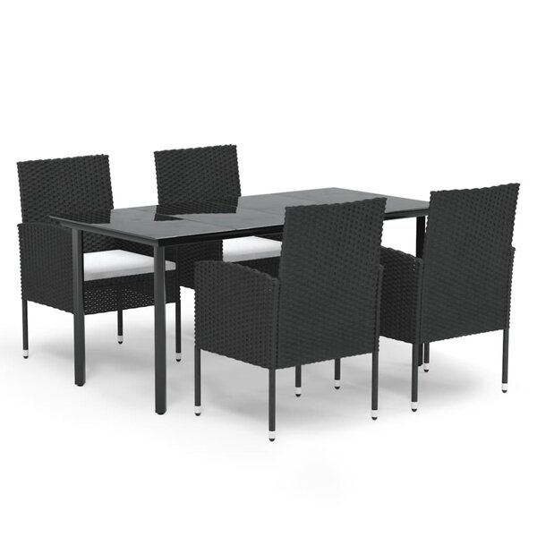 vidaXL Ensemble à manger de jardin coussins 5Pièces Noir Résine tressée