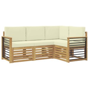 vidaXL Ensembles de canapés 4 Pièces Blanc et crème Polyester