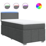 vidaXL Sommier à lattes de lit avec matelas Gris foncé 100x200cm Tissu