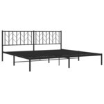 vidaXL Cadre de lit métal sans matelas avec tête de lit noir 200x200cm
