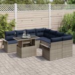 vidaXL Ensemble de canapé de jardin 9 Pièces Gris Poly Rattan