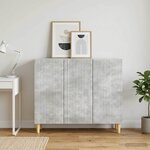 vidaXL Buffet Gris béton 89 x 34 5 x 80 cm Bois d'ingénierie