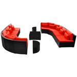 vidaXL Salon de jardin 13 Pièces avec coussins Résine tressée Rouge
