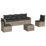 vidaXL Salon de jardin avec coussins 7 Pièces gris clair résine tressée