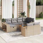 vidaXL Salon de jardin 11 Pièces avec coussins beige résine tressée