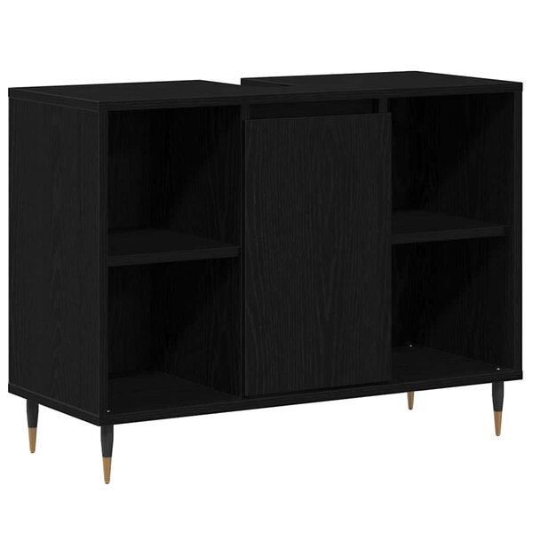 vidaXL Cabinet de salle de bain avec porte Chêne noir 80 x 33 x 60 cm