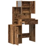 Table de maquillage vidaXL avec miroir et lumières LED en bois vieilli