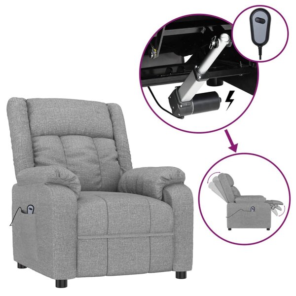 vidaXL Fauteuil inclinable électrique Gris clair Tissu
