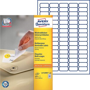 Boite de 8000 étiquettes multi-usages 35,6 x 16,9 mm enlevables blanc avery zweckform