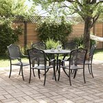 vidaXL Ensemble de salle à manger pour jardin 7 Pièces Noir Aluminium