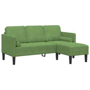 vidaXL Canapé 3 places avec chaise longue en L vert clair 160 cm en velours