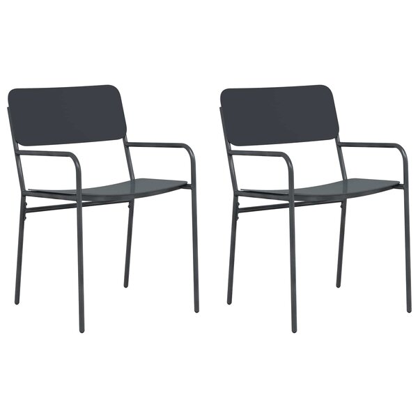 vidaXL Chaises de jardin 2 Pièces Anthracite 51 x 55 x 81 cm Acier