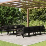 vidaXL Salon de jardin 9 Pièces avec coussins Aluminium Anthracite