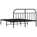 vidaXL Cadre de lit métal avec tête de lit noir 135x190 cm