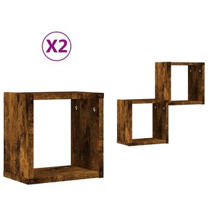 vidaXL Étagères Murales 2 Pièces Marron 26 x 15 x 26 cm Bois d'ingénierie
