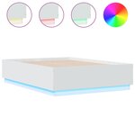 vidaXL Cadre de lit avec LED sans matelas blanc 135x190 cm