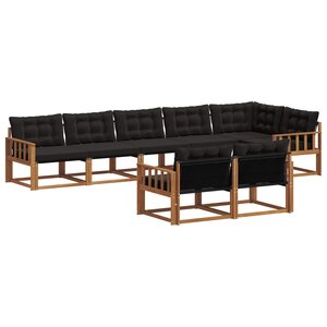 vidaXL Ensemble de canapés d'extérieur 8 pc Naturel et Noir