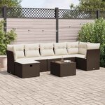 vidaXL Salon de jardin 8 Pièces avec coussins marron résine tressée