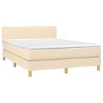 vidaXL Sommier à lattes de lit avec matelas LED Crème 140x190 cm Tissu