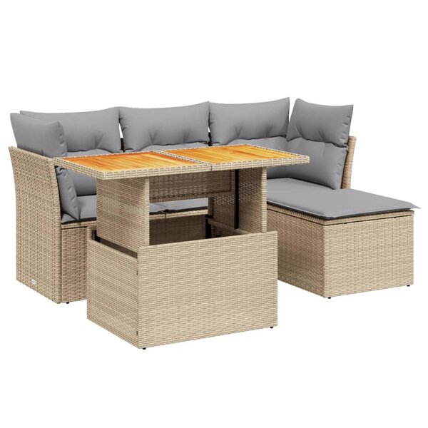 vidaXL Salon de jardin avec coussins 6 Pièces beige résine tressée