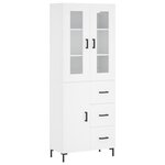 vidaXL Buffet haut Blanc 69 5x34x180 cm Bois d'ingénierie
