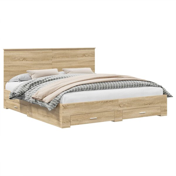vidaXL Cadre de lit Chêne Sonoma 200 x 200 cm Bois d'ingénierie