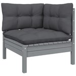 Vidaxl salon de jardin 6 pièces avec coussins gris bois de pin solide