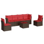 vidaXL Salon de jardin avec coussins 7 Pièces marron résine tressée