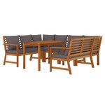 vidaXL Ensemble à manger de jardin coussins 7 Pièces Bois acacia