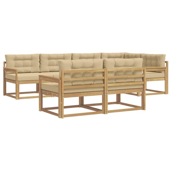 vidaXL Ensemble de canapés d'extérieur 6 pc Blanc et Beige Polyester