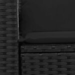 vidaXL Canapé de jardin avec coussins 2 places noir résine tressée