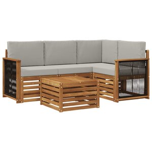 vidaXL Ensemble de canapés d'extérieur 5 pc Naturel et gris clair