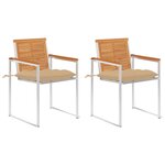 vidaXL Chaises de jardin avec coussins 2 Pièces Acacia solide et acier