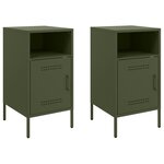 vidaXL Tables de chevet 2 Pièces vert olive 36x39x68 cm