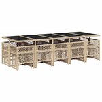 vidaXL Ensemble à manger de jardin et coussins 15 Pièces beige