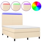vidaXL Sommier à lattes de lit et matelas et LED Crème 140x200cm Tissu