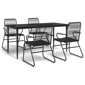 vidaXL Ensemble à manger de jardin 5 Pièces Noir Rotin PVC