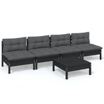 vidaXL Salon de jardin 5 Pièces avec coussins anthracite bois de pin