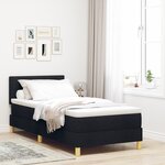 vidaXL Lit à ressorts avec Matelas et LED Noir 90x190 cm Tissu