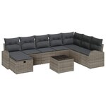 vidaXL Ensemble de canapé de jardin avec coussin 9 Pièces Gris Poly rotin