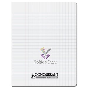 Cahier poésie et chant polypro 17X22cm 90G 48P grands carreaux incolore CONQUÉRANT